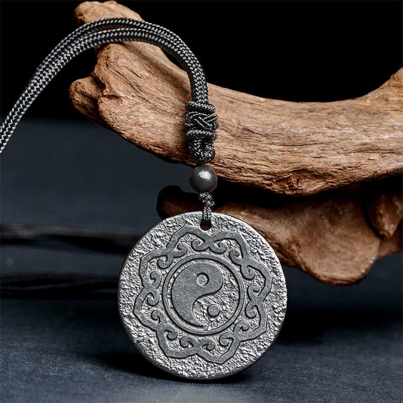 Buddha Stones Tai Chi Yin Yang Symbol Authentischer Schungitstein Halskette Anhänger für innere Stärke - image 2