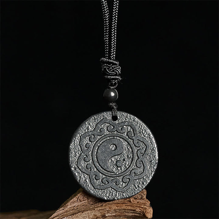 Buddha Stones Tai Chi Yin Yang Symbol Authentischer Schungitstein Halskette Anhänger für innere Stärke - image 3