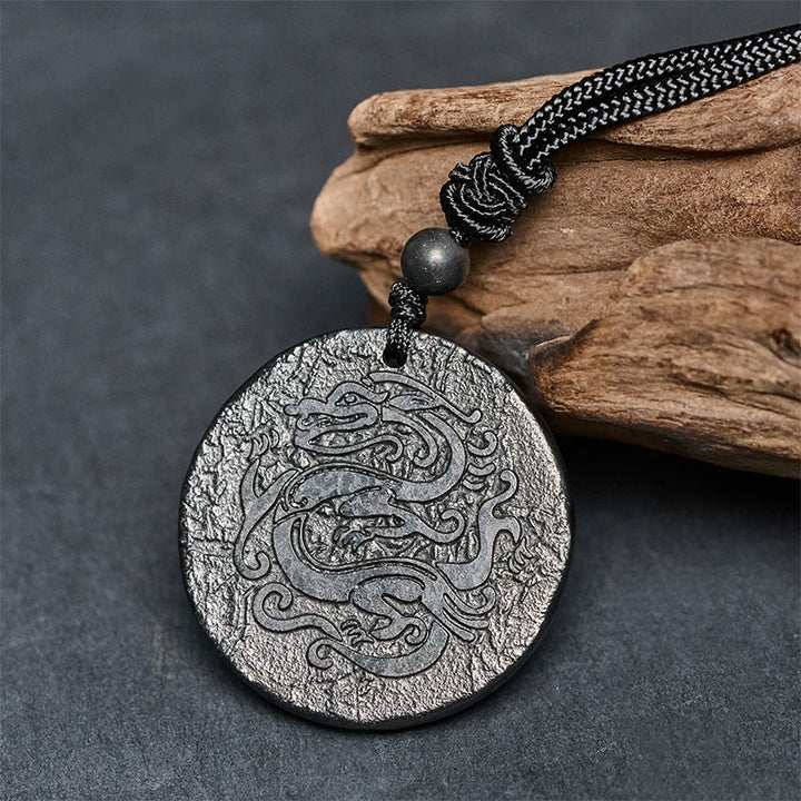 Buddha Stones -Halskette mit Drachenmotiv, authentischer Schungitstein, Anhänger für innere Stärke - image 3