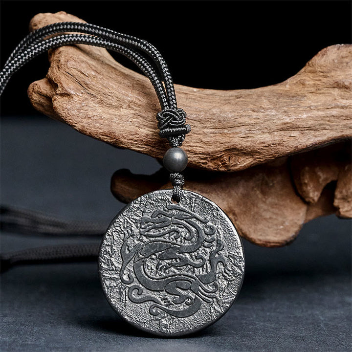 Buddha Stones -Halskette mit Drachenmotiv, authentischer Schungitstein, Anhänger für innere Stärke - image 2