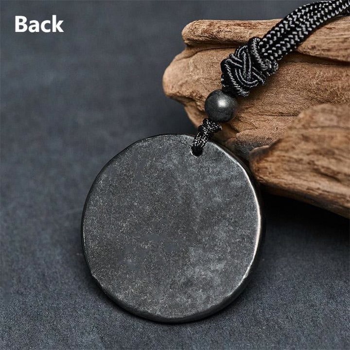 Buddha Stones -Halskette mit vierblättrigem Kleeblatt-Anhänger aus authentischem Schungit und Graphit. - image 8