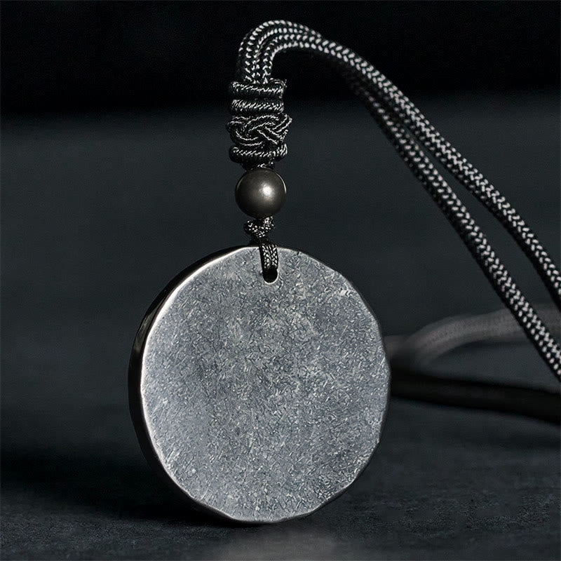 Buddha Stones -Kreis, schlichtes Design, authentischer Schungit-Schutzstein-Halskettenanhänger - Schungitstein (Schutz ♥ Erdung) - 35-40 mm - image 0