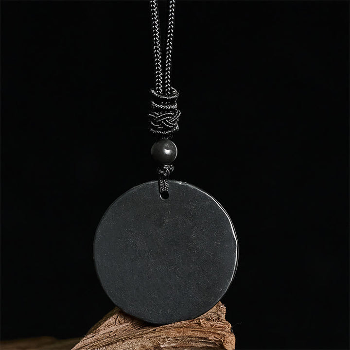 Buddha Stones -Kreis, schlichtes Design, authentischer Schungit-Schutzstein-Halskettenanhänger - image 3