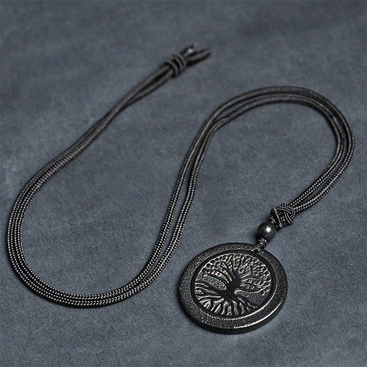 Buddha Stones ​​– Lebensbaum-Schnitzmuster – Authentischer Schungit-Schutzstein-Halskettenanhänger - image 5