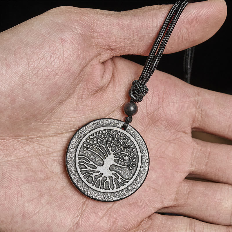 Buddha Stones ​​– Lebensbaum-Schnitzmuster – Authentischer Schungit-Schutzstein-Halskettenanhänger - image 4