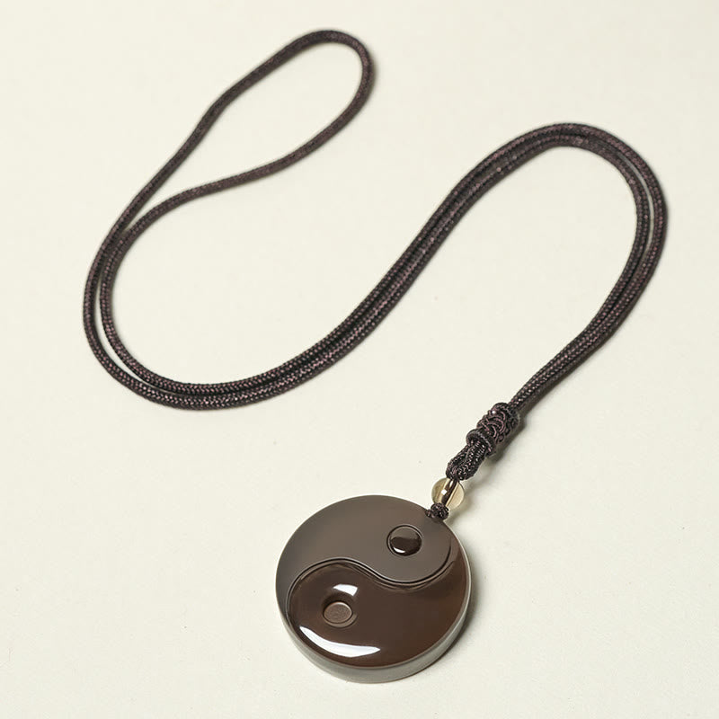 Buddha Stones Yin Yang Symbol Eis Obsidian Positive Halskette Anhänger - image 5