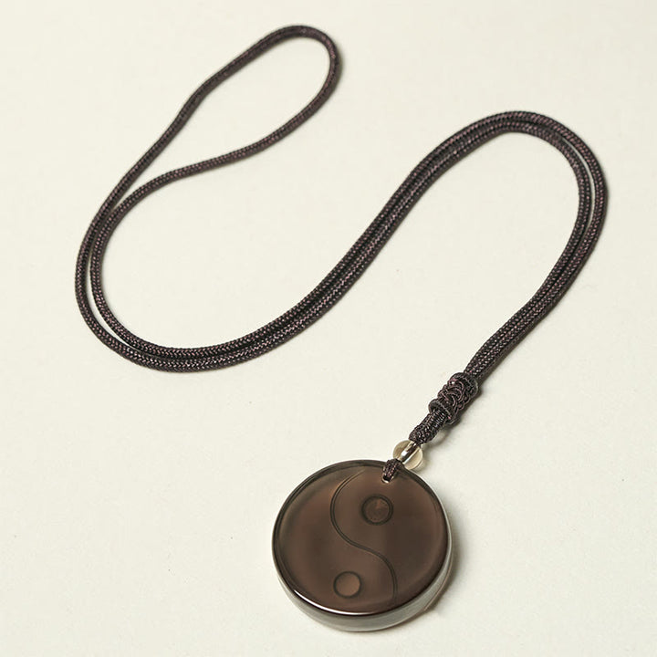 Buddha Stones Yin Yang Symbol Eis Obsidian Positive Halskette Anhänger - image 6