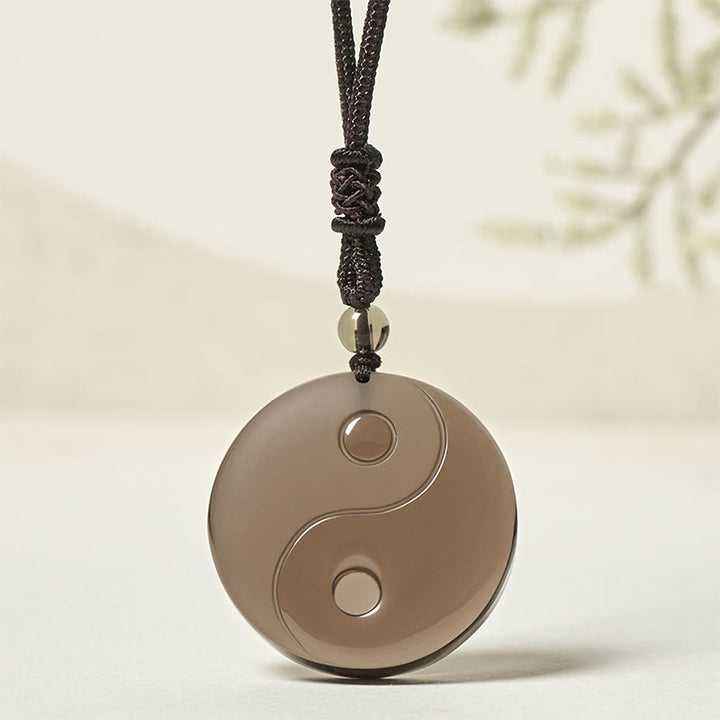 Buddha Stones Yin Yang Symbol Eis Obsidian Positive Halskette Anhänger - Eisobsidian (Durchmesser: 36 mm) - image 0