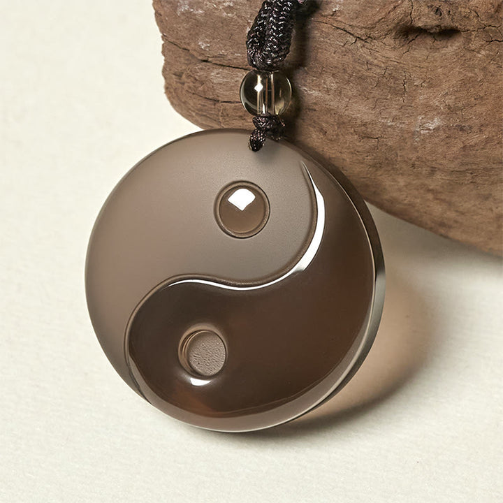 Buddha Stones Yin Yang Symbol Eis Obsidian Positive Halskette Anhänger - image 4