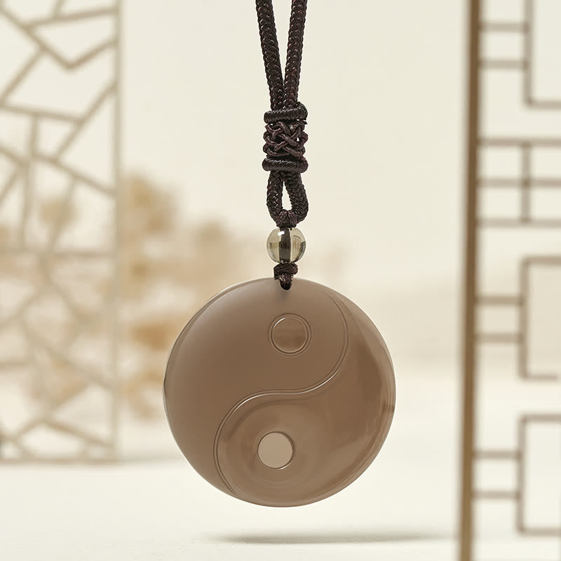Buddha Stones Yin Yang Symbol Eis Obsidian Positive Halskette Anhänger - image 1
