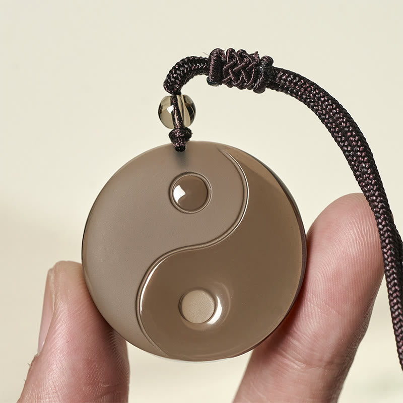 Buddha Stones Yin Yang Symbol Eis Obsidian Positive Halskette Anhänger - image 3