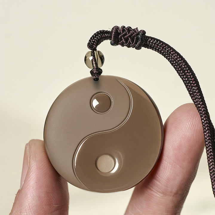 Buddha Stones Yin Yang Symbol Eis Obsidian Positive Halskette Anhänger - image 3