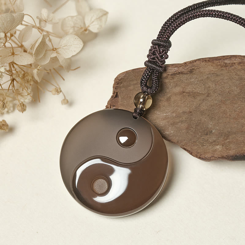 Buddha Stones Yin Yang Symbol Eis Obsidian Positive Halskette Anhänger - image 2
