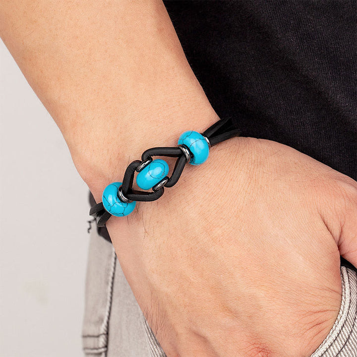 Buddha Stones, Amethyst-Kristallstein, doppeltes Lederarmband, lindert Stress - image 5