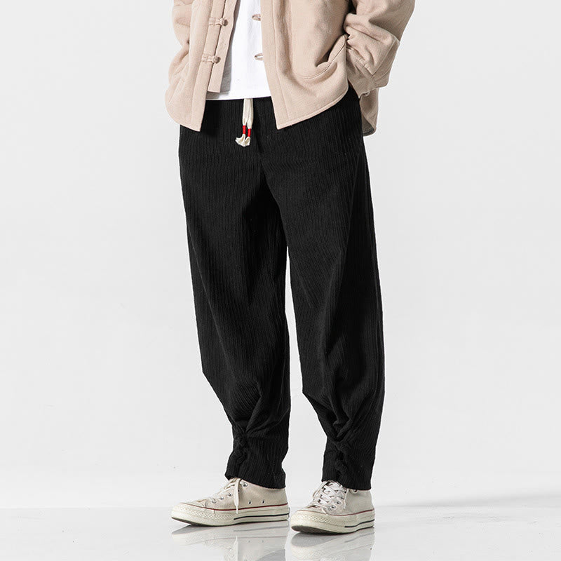 Buddha Stones Herbst/Winter Herren-Hose aus Baumwolle, einfarbig, mit Knopfleiste, geradem Bein und Taschen - image 28