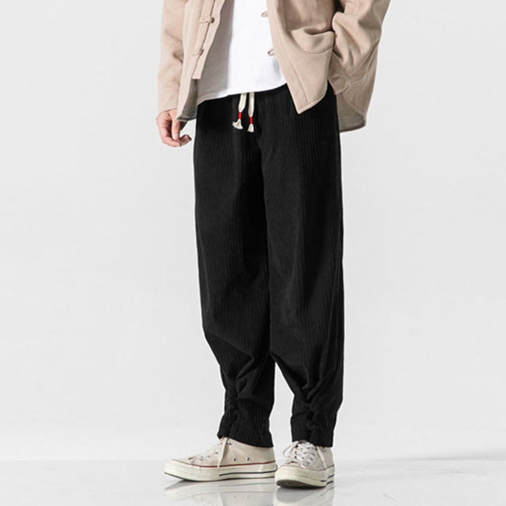 Buddha Stones Herbst/Winter Herren-Hose aus Baumwolle, einfarbig, mit Knopfleiste, geradem Bein und Taschen - image 24