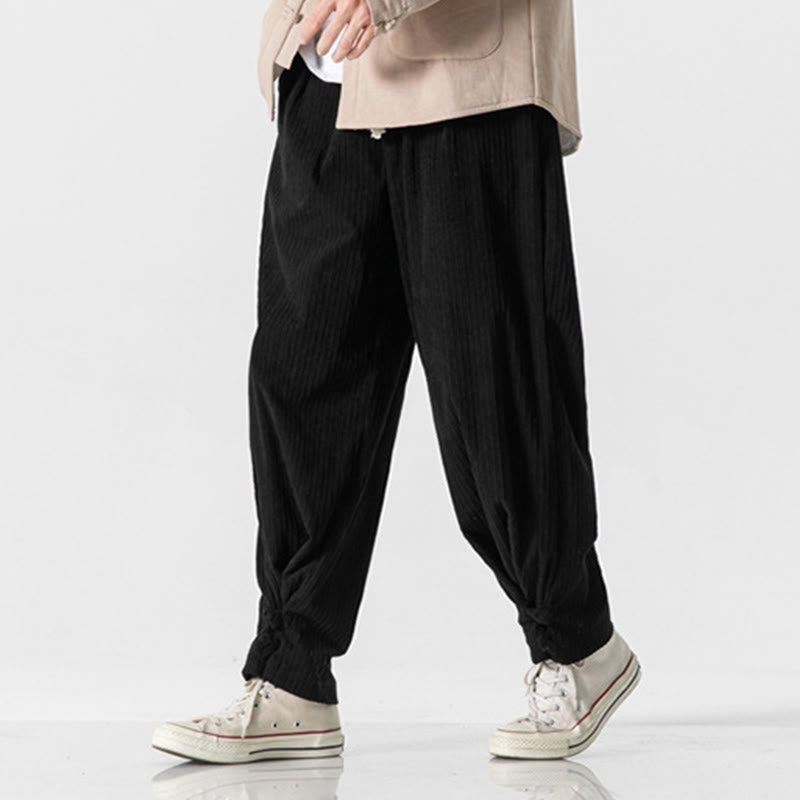 Buddha Stones Herbst/Winter Herren-Hose aus Baumwolle, einfarbig, mit Knopfleiste, geradem Bein und Taschen - image 27