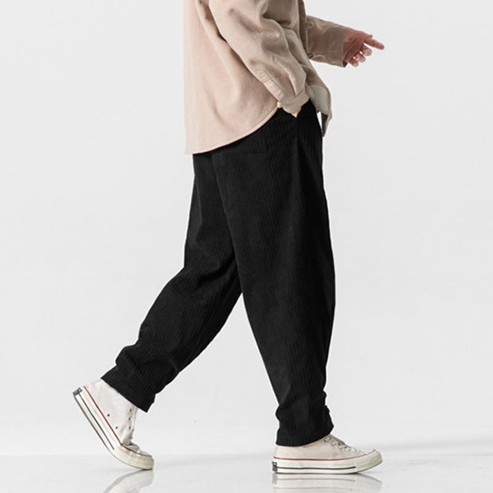 Buddha Stones Herbst/Winter Herren-Hose aus Baumwolle, einfarbig, mit Knopfleiste, geradem Bein und Taschen - image 25