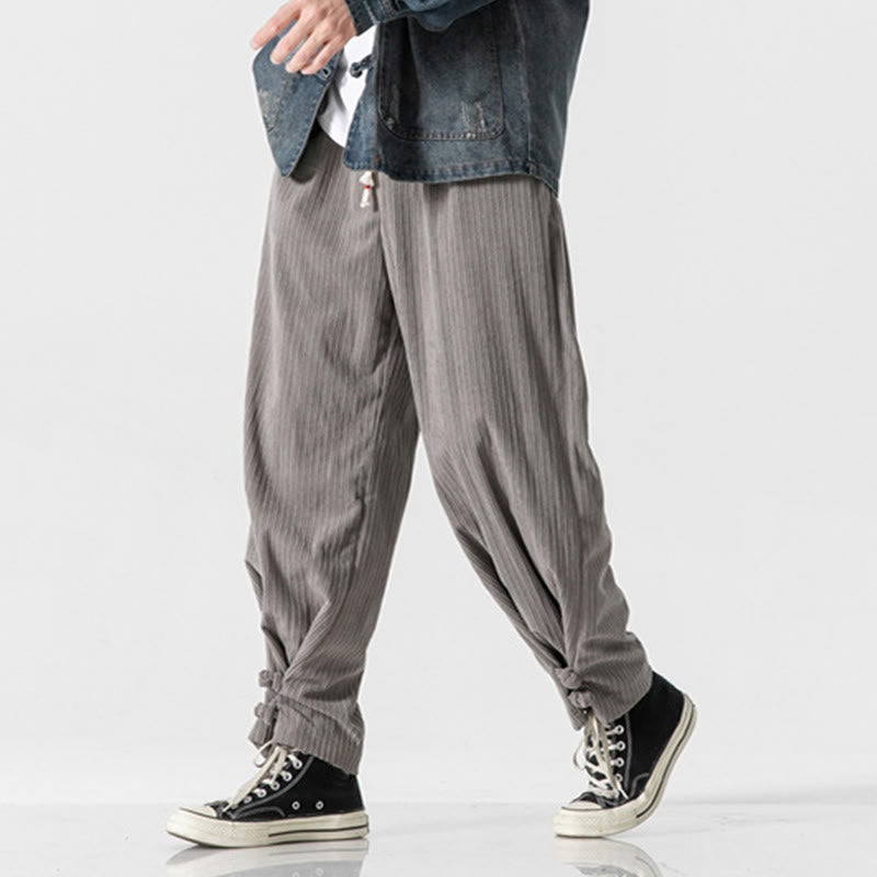 Buddha Stones Herbst/Winter Herren-Hose aus Baumwolle, einfarbig, mit Knopfleiste, geradem Bein und Taschen - image 7