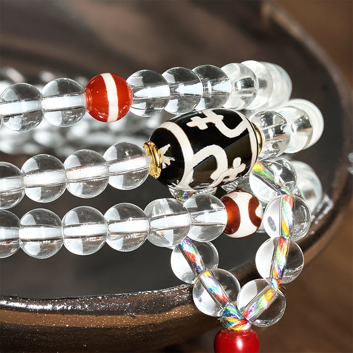 Buddha Stones 108 Perlen Liuli Crystal Dzi Bead Achat Blessings Quaste Mala - image 5