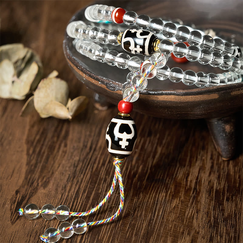 Buddha Stones 108 Perlen Liuli Crystal Dzi Bead Achat Blessings Quaste Mala - image 4