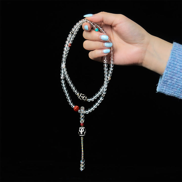 Buddha Stones 108 Perlen Liuli Crystal Dzi Bead Achat Blessings Quaste Mala - image 7