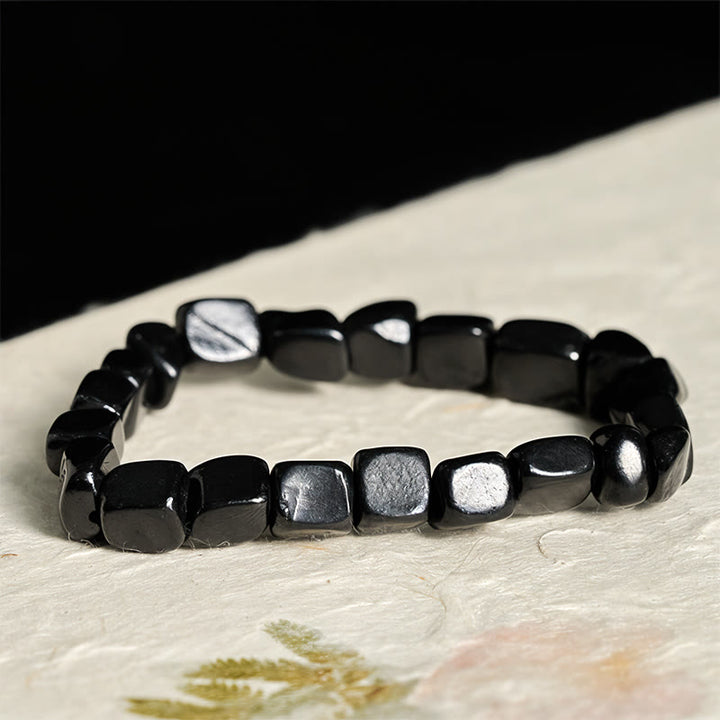 Buddha Stones ​​8 mm Natürliches, authentisches Schungit-Schutzperlenarmband - Schungitstein (Reinheit ♥ Innere Stärke) - image 0