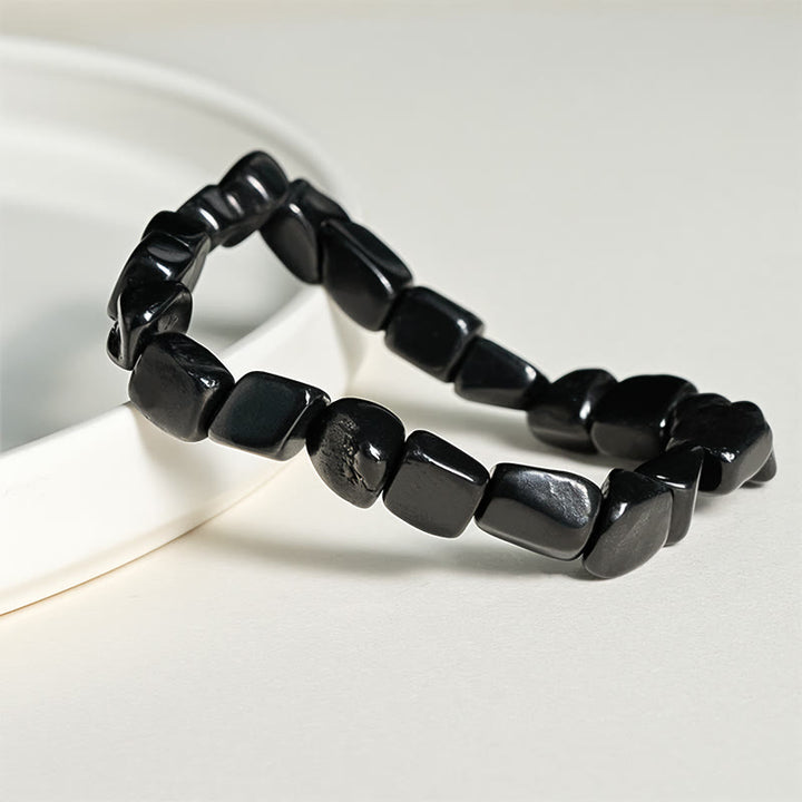 Buddha Stones ​​8 mm Natürliches, authentisches Schungit-Schutzperlenarmband - image 2