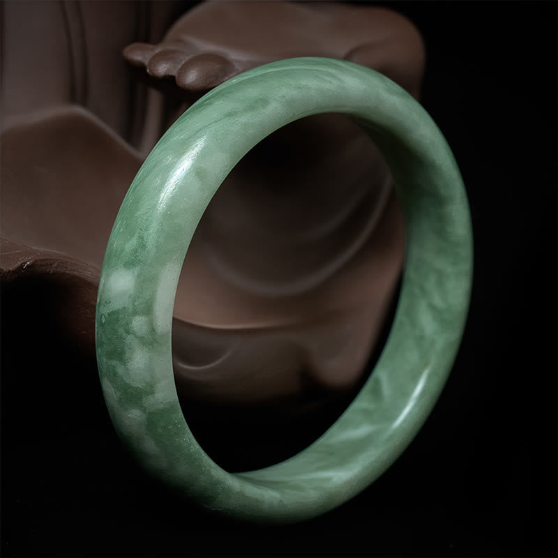 Buddha Stones, natürlicher Jade, schlichtes Design, Wohlstands-Armreif - 62 mm - image 0