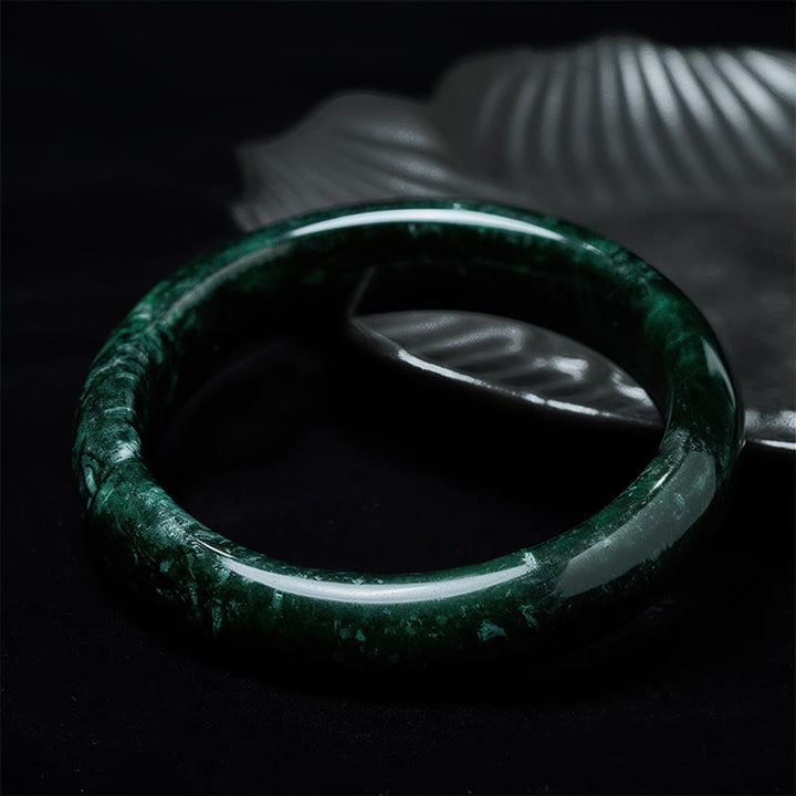 Buddha Stones ​​Nanyang Schwarz-Grüner Jade Schutz-Armreif - image 2