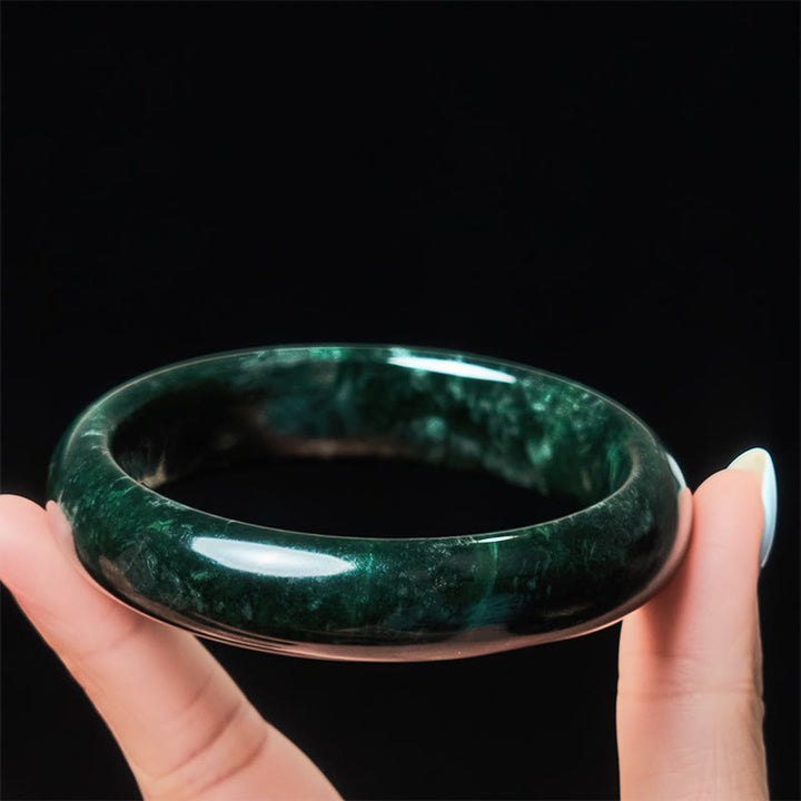 Buddha Stones ​​Nanyang Schwarz-Grüner Jade Schutz-Armreif - image 3