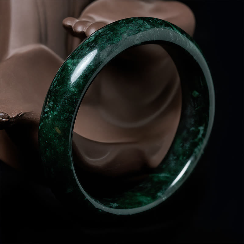 Buddha Stones ​​Nanyang Schwarz-Grüner Jade Schutz-Armreif - image 1