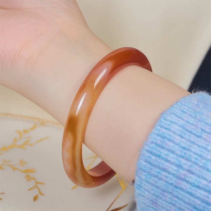 Buddha Stones Armreif mit geädertem Muster aus rotem Achat - image 4