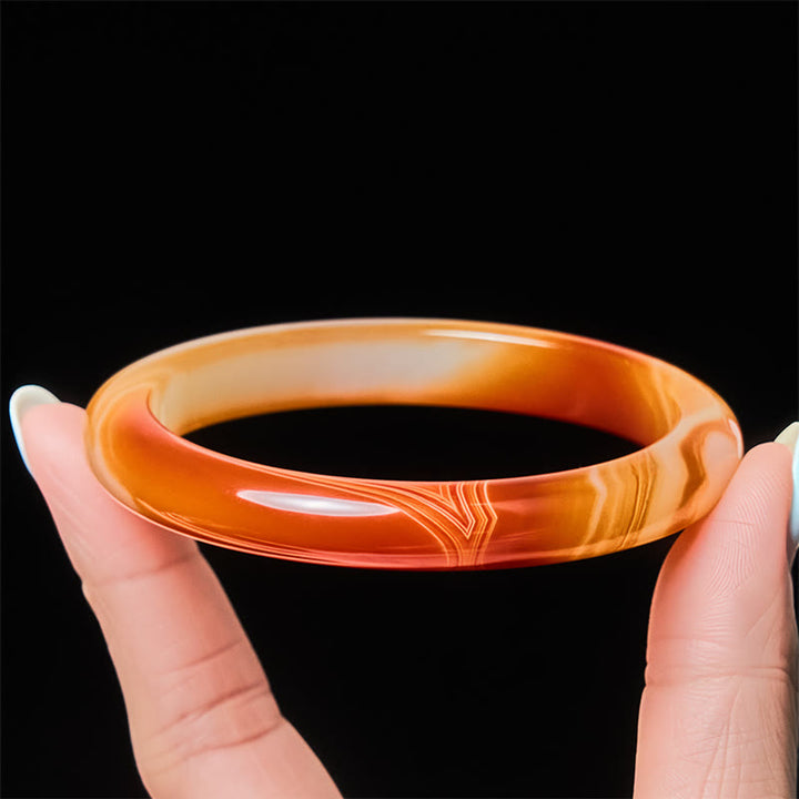 Buddha Stones Armreif mit geädertem Muster aus rotem Achat - image 3