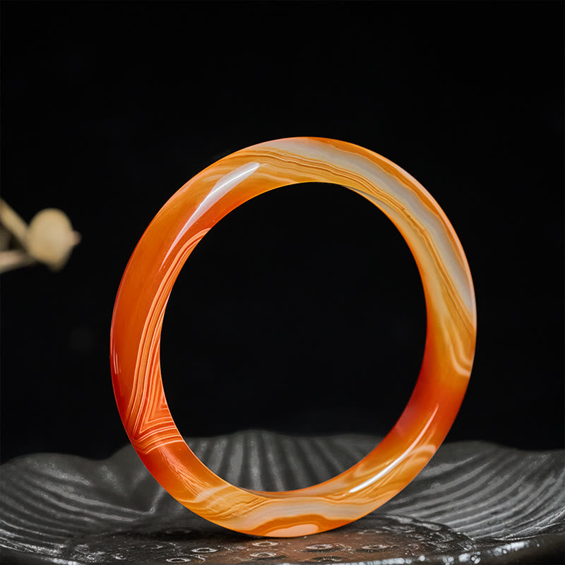 Buddha Stones Armreif mit geädertem Muster aus rotem Achat - image 2