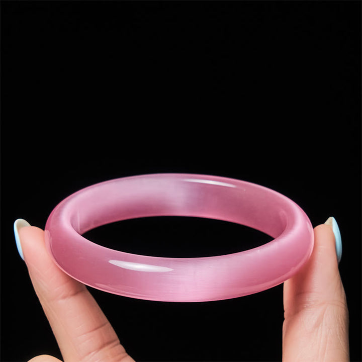 Buddha Stones, rosa Katzenaugenstein, Friedens- und Liebes-Armreif - Pinkes Katzenauge (Unterstützung ♥ Liebe) - 62 mm - image 0