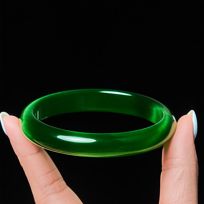 Buddha Stones, grüner Katzenaugenstein, dünnes Armband, lindert Stress und Wohlstand - Grünes Katzenauge (Selbstvertrauen ♥ Wohlstand) - 64 mm - image 0