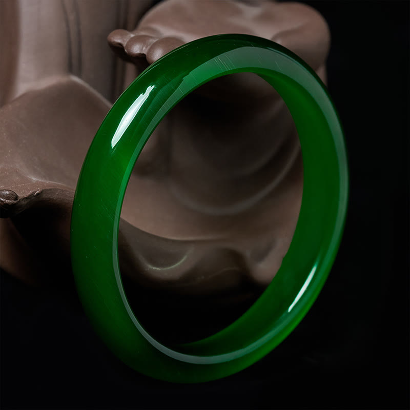 Buddha Stones, grüner Katzenaugenstein, dünnes Armband, lindert Stress und Wohlstand - image 1