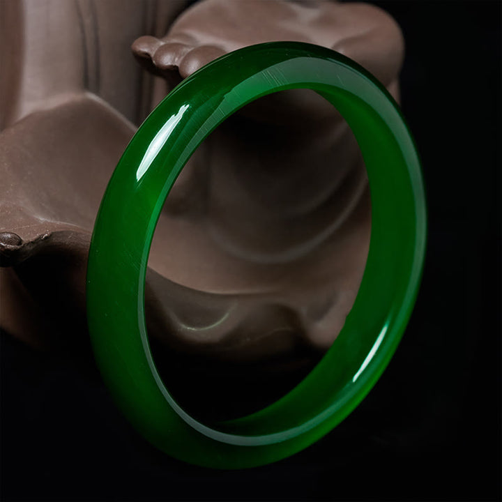 Buddha Stones, grüner Katzenaugenstein, dünnes Armband, lindert Stress und Wohlstand - image 1