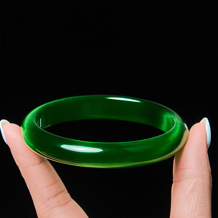 Buddha Stones, grüner Katzenaugenstein, dünnes Armband, lindert Stress und Wohlstand - Grünes Katzenauge (Selbstvertrauen ♥ Wohlstand) - 64 mm - image 0