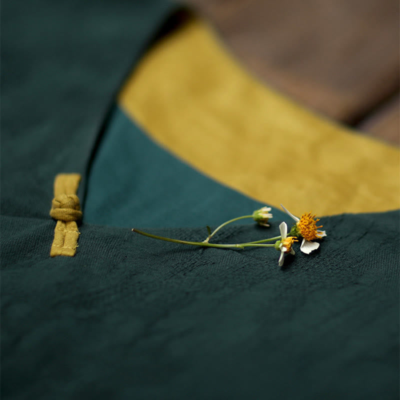 Buddha Stones Baumwoll-Midikleid mit Froschknopfleiste, V-Ausschnitt, langen Ärmeln und Taschen - image 10