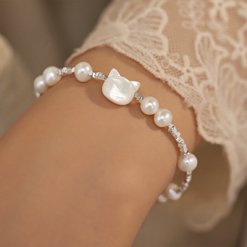 Buddha-Steine, Perlen-Katzenkopf, Tridacna-Stein, Silberkette, Heilungsarmband - image 2