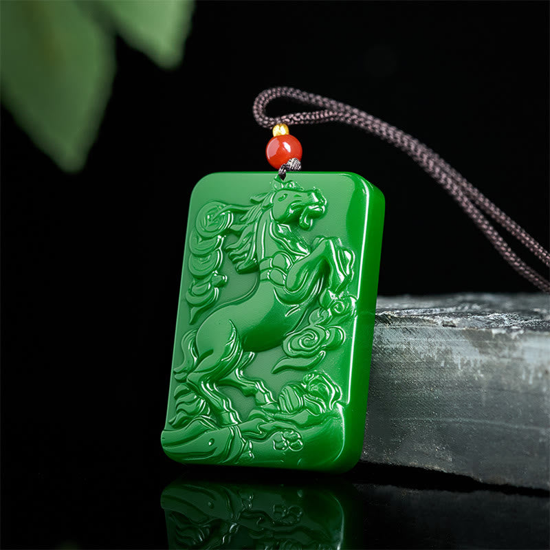 Buddha Stones ​​Jahr des Pferdes Jade Fülle Halskette Anhänger - image 2