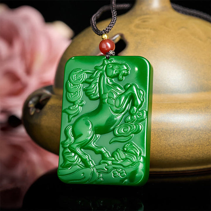 Buddha Stones ​​Jahr des Pferdes Jade Fülle Halskette Anhänger - image 4