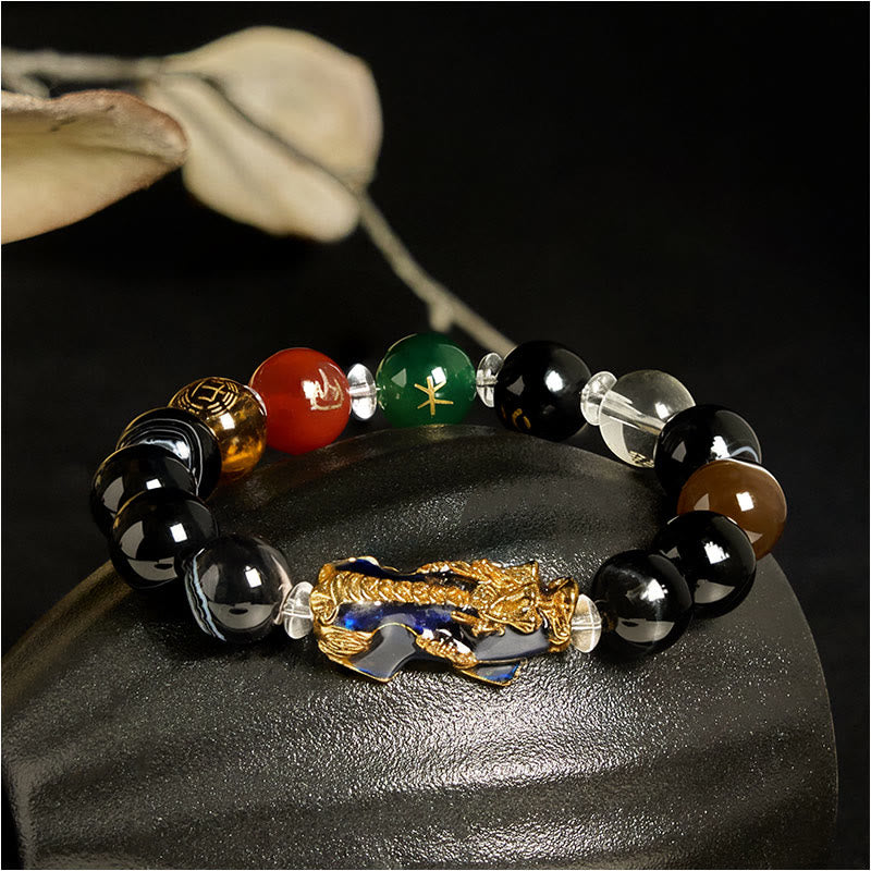Buddha Stones, Sardonyx-Perlen, Fünf Elemente, Farbwechsel, Pi Xiu, Positives Armband - 12 mm - image 0