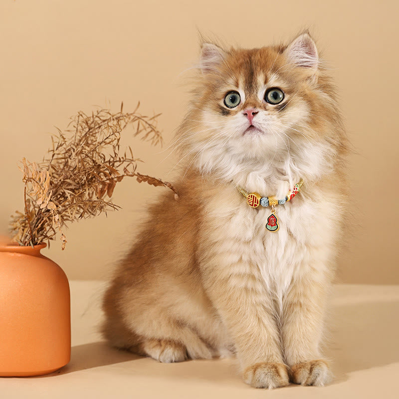 Buddha Stones -Metallanhänger mit roter Schnur – Frieden, Freude, Segen und Schutz – Verstellbares Halsband für Katzen und kleine Hunde - image 12