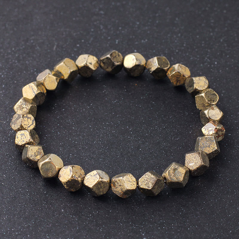 Buddha Stones, unregelmäßige Pyritperlen, Schutz- und Selbstvertrauensarmband - Pyrit (Handgelenkumfang: 15-16 cm) - image 0