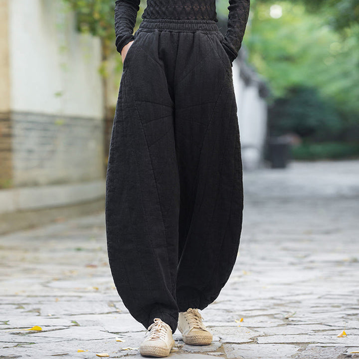 Buddha Stones Einfarbige, dicke Baumwollhose für Damen, Länge 7-8, mit Taschen - Schwarz - US14, UK/AU18, EU46 (4XL) - image 11