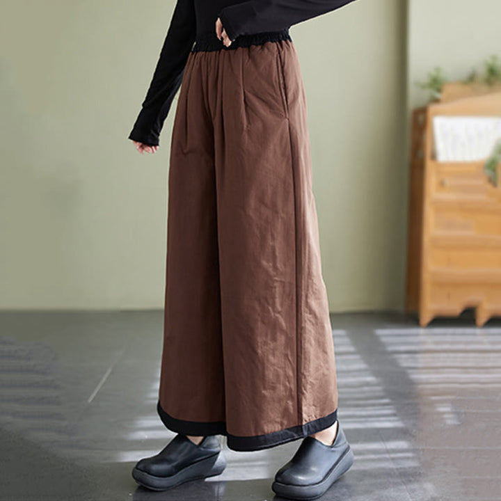 Buddha Stones Lässige, schlichte Damenhose mit weitem Bein und Taschen - image 14