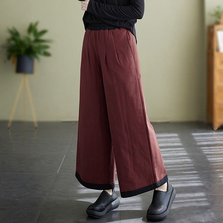 Buddha Stones Lässige, schlichte Damenhose mit weitem Bein und Taschen - image 19